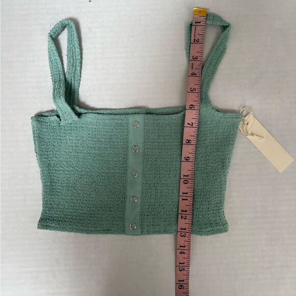 NWT Revolve x Capulet Millie Smocked Crop Top in seafoam | Size XS/P - Picture 12 of 12